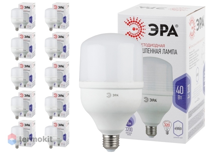Лампа светодиодная ЭРА LED POWER T120-40W-6500-E27 диод, колокол, 40Вт, хол, E27, 10 шт