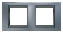 Рамка Schneider Electric UNICA Top 2-поста горизонтальная металл грэй графит MGU66.004.297