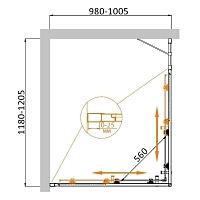 Душевой уголок Cezares Molveno 1950x1200x1000 (рифленое стекло) хром MOLVENO-AH-21-100+20-P-Cr