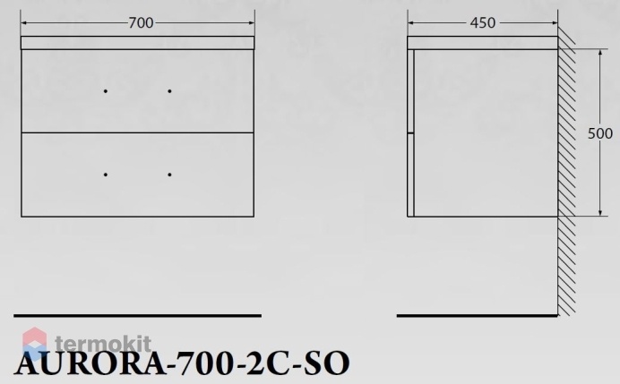 База под раковину Belbagno AURORA подвесная 70 AURORA-700-2C-SO-BL Bianco Lucido