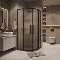 Душевой уголок Grossman Cosmo 1950x1000x1000 (стекло шиншилла) черный матовый 301.K33.02.1010.21.02