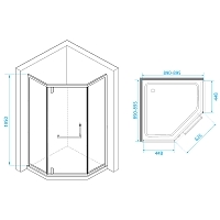 Душевой уголок RGW Hotel HO-084Gb 1950x900x900 золото брашированное 350608499-016