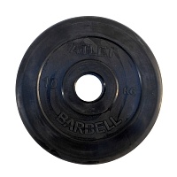 Диск обрезиненный MB Barbell Atlet черный 51 мм, 10 кг MB-AtletB51-10