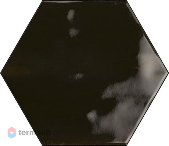 Керамическая плитка Ribesalbes Hope Nero Graphito Hex Glossy настенная 15x17.3
