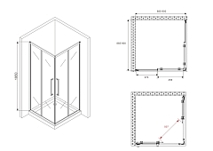Душевой уголок ABBER Schwarzer Diamant 1950x900x900 черный AG02090BDTH