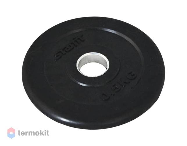 Диск обрезиненный Starfit BB-202 0,5 кг, d26 мм, стальная втулка, черный