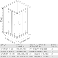 Душевой уголок Good Door Infinity 1850x1200x800 (рифленое стекло) хром ИН00012