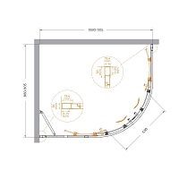 Душевой уголок Cezares Molveno 1950x1100x900 брашированное золото MOLVENO-RH-2-110/90-C-BORO-IV