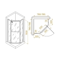 Душевой уголок RGW Passage PA-081 1950x800x800 (матовое стекло) хром 35088188-21