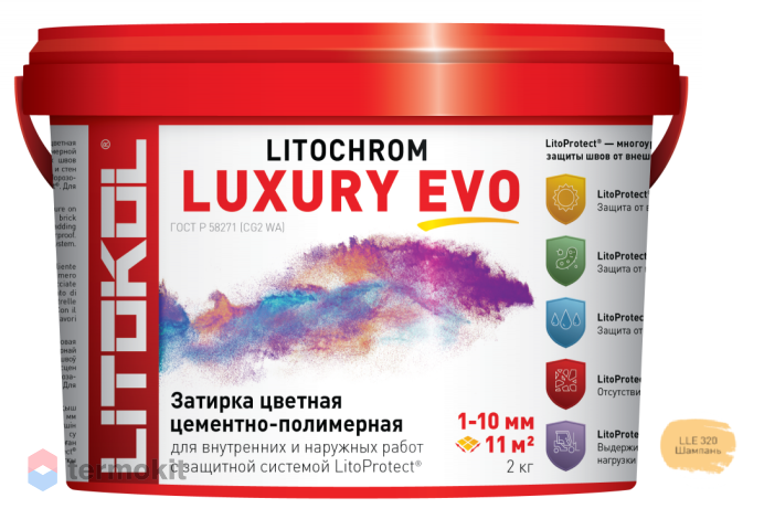 Затирка Litokol цементная Litochrom 1-10 Luxury Evo LLE.320 шампань 2кг