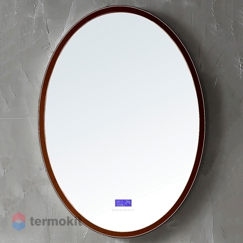 Зеркало ABBER Stein 55 с подсветкой, часами, Bluetooth-плеер коричневый AS6610BR
