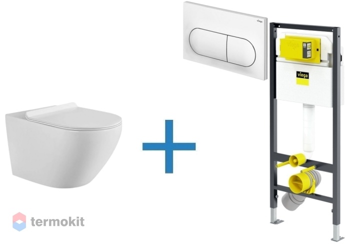 Комплект инсталляции с подвесным унитазом Aquanet Rimless Cetus W Short LX-1900 с сиденьем микролифт и клавишей 00275699