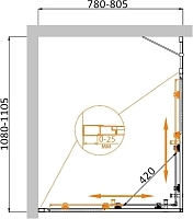 Душевой уголок Cezares Molveno 1950x1100x800 хром MOLVENO-AH-21-80+30-C-Cr-IV