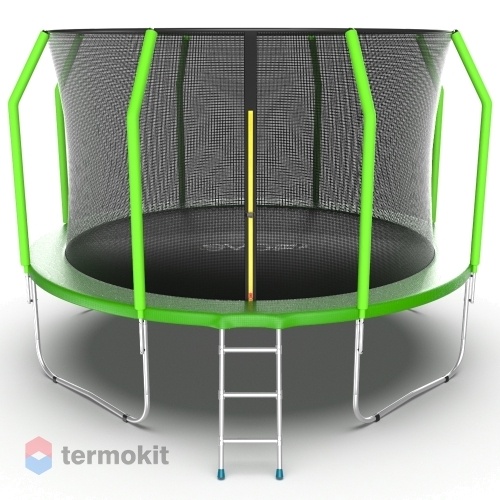 Батут с внутренней сеткой и лестницей Evo Jump Cosmo 12ft (Green)