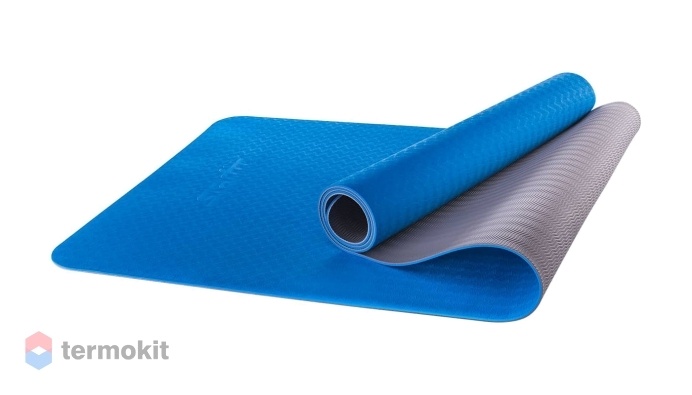 Коврик для йоги Starfit FM-201 TPE 173x61x0,4 см, синий/серый