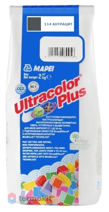 Затирка Mapei Ultracolor Plus №114 (Антрацит) 2 кг