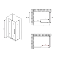 Душевой уголок ABBER Schwarzer Diamant 1950x1700x600 хром AG30170H-S60