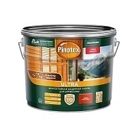 Pinotex Ultra,Влагостойкая защитная лазурь для древесины, с воском, рябина, 9л