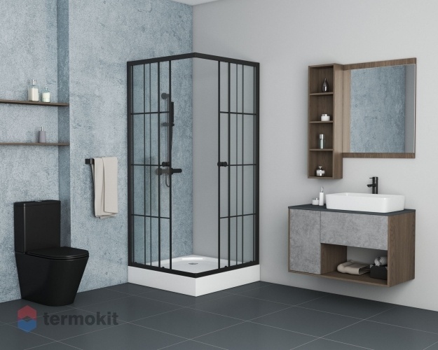 Душевой уголок Niagara Nova 1950x800x800 (стекло с рисунком) черный NG-0180-14