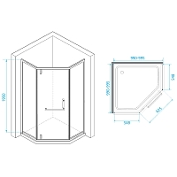 Душевой уголок RGW Hotel HO-084Gb 1950x1000x1000 (матовое стекло) золото брашированное 350608400-026