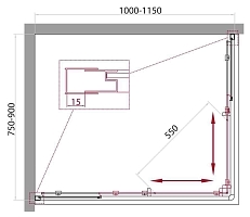 Душевой уголок BelBagno Unique 1900x1000x750 хром UNIQUE-AH-2-100/115-75/90-C-Cr