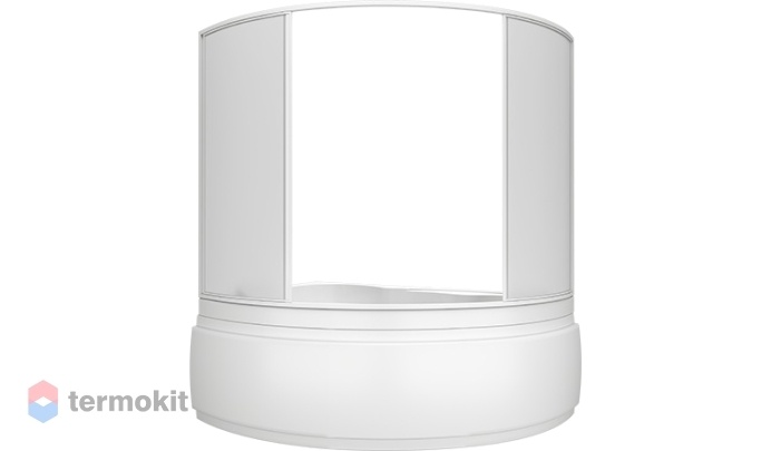 Шторка на ванну BAS 1700x1450 (матовое стекло) белый ШТ00031