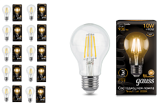 Лампа Gauss LED Filament A60 E27 10W 2700К 1/10/40, 10 шт.