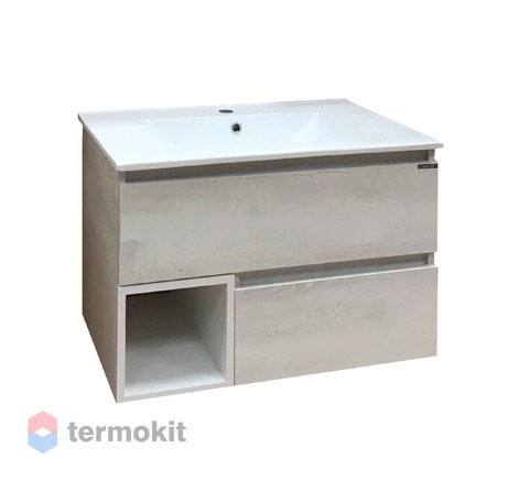 Тумба с раковиной Comforty Турин-75 подвесная дуб белый 00004147332