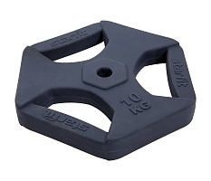 Диск обрезиненный Starfit BB-205 10 кг, d26 мм,  с хватами, без стальной втулки, темно-серый