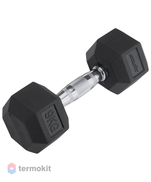 Гантель обрезиненная Starfit DB-301 9 кг, черная 1 шт