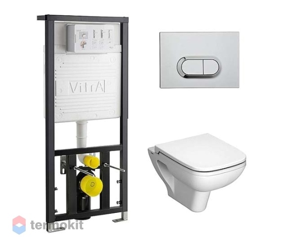 Комплект с инсталляцией Vitra S20 унитаз, инсталляция, кнопка, сиденье с микролифтом, металлические петли 9004B003-7204