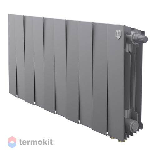 Радиатор Royal Thermo PianoForte 300 VR80 \ 10 секций \ биметаллический с нижним правым подключением 80мм серебристый