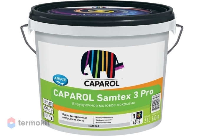 CAPAROL SAMTEX 3 Pro краска латексная для стен и потолков, матовая, база 1 (2,5л)