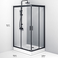 Душевой уголок AM.PM Gem 1900x1200x900 черный матовый W90G-404-120290-BT