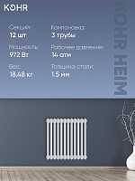 Стальной трубчатый радиатор Kohr Heim 3050/12 секций с боковым подключением 3/4
