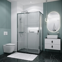 Душевой уголок Grossman Style 1950x1300x800 (стекло шиншилла) левый хром 120.K33.05.1380.10.02