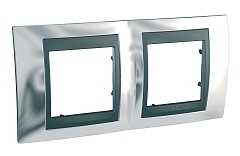 Рамка Schneider Electric UNICA Top 2-поста горизонтальная металл хром глянцевый графит MGU66.004.210