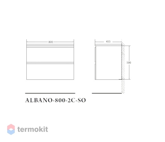 Тумба под раковину 80 подвесная BELBAGNO Albano Rovere Vintage Bianco ALBANO-CER-800-2C-SO-RVB
