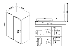 Душевой уголок Vincea City 1950x1100x900 черный VSR-5CT9011CLB