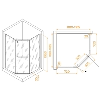 Душевой уголок RGW Passage PA-081B 1950x1200x1200 (матовое стекло) черный 35088122-24