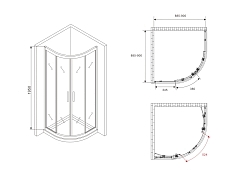 Душевой уголок ABBER Schwarzer Diamant 1950x900x900 (матовое стекло) хром AG01090M