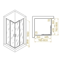 Душевой уголок RGW Passage PA-030 1950x800x800 хром 3508103088-11
