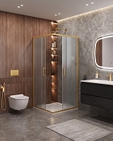 Душевой уголок Cezares Molveno 1950x900x900 (рифленое стекло) брашированное золото MOLVENO-A-2-90-P-BORO