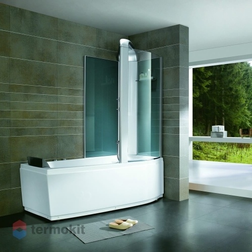 Акриловая ванна с гидромассажем Orans 1700х850 с душевой шторкой и душем левая OLS-BT-9501-L