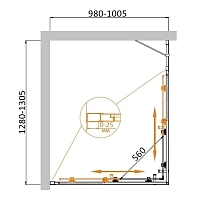 Душевой уголок Cezares Molveno 1950x1300x1000 (рифленое стекло) хром MOLVENO-AH-21-100+30-P-Cr