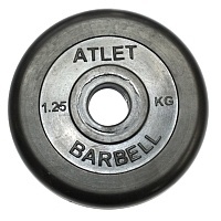 Диск обрезиненный MB Barbell Atlet черный 31 мм, 1.25 кг MB-AtletB31-1.25