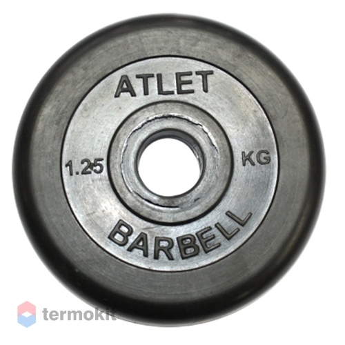 Диск обрезиненный MB Barbell Atlet черный 31 мм, 1.25 кг MB-AtletB31-1.25