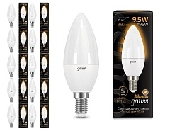 Лампа Gauss LED Candle E14 9.5W 3000К 1/10/50, 10 шт.