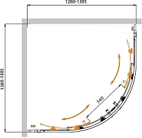 Душевой уголок Cezares Molveno 1950x1300x1300 брашированное золото MOLVENO-R-22-100+30-C-BORO-IV