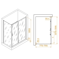 Душевой уголок RGW Passage PA-145 1850x1400x800 хром 020814584-11